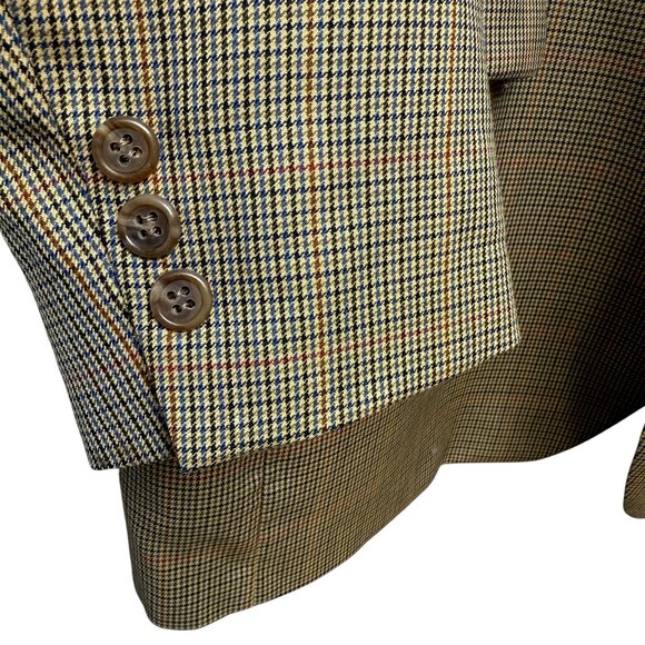 BROOKS BROTHERS Mens Wool Blazer 42R Brown Houndstooth Sport Coat Classic Preppy - Picture 10 of 16